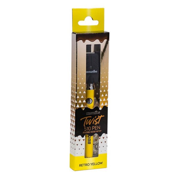 Brownies Retro Yellow Slim Twist Adjustable 510 Battery Each