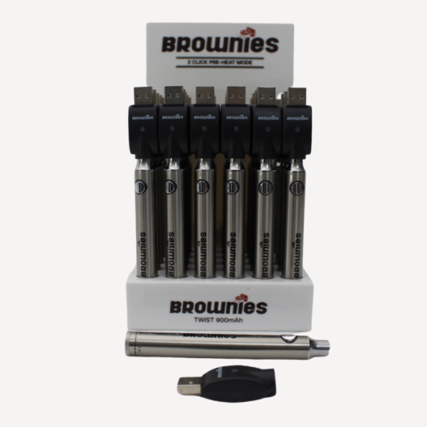 510 Silver Brownies Twist 900mAh Batteries Display of 30 in Box